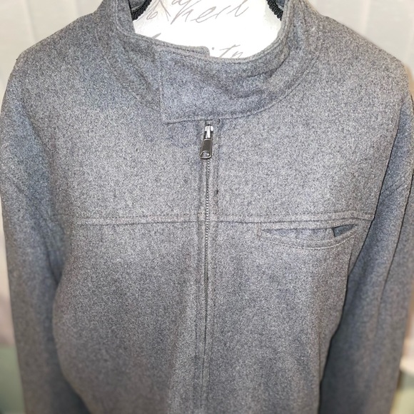 Men’s Gray Fleece Wool Jacket Big and Tall casual coats outdoor apparel - Picture 2 of 6